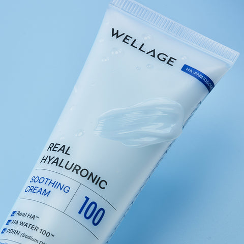 Wellage Real Hyaluronic Soothing Cream 80ml + Blue 100 Ampoule 60ml