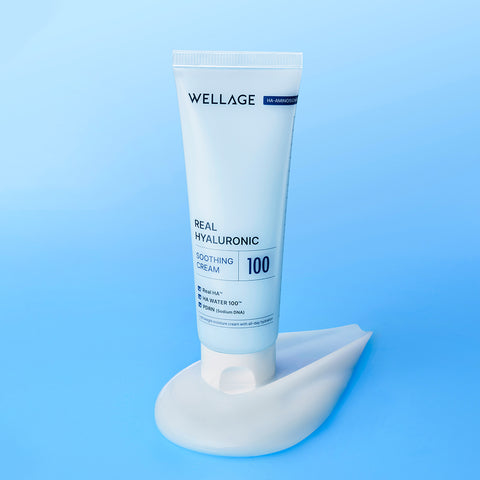Wellage Real Hyaluronic Soothing Cream 80ml + Blue 100 Ampoule 60ml