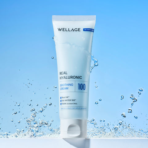 Wellage Real Hyaluronic Soothing Cream 80ml + Blue 100 Ampoule 60ml