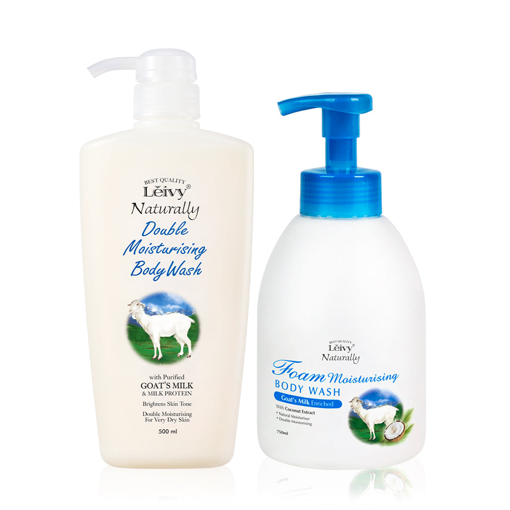 Leivy Goat Milk Body Wash 500ml + Foam Body Wash 750ml