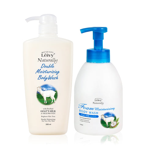 Leivy Goat Milk Body Wash 500ml + Foam Body Wash 750ml
