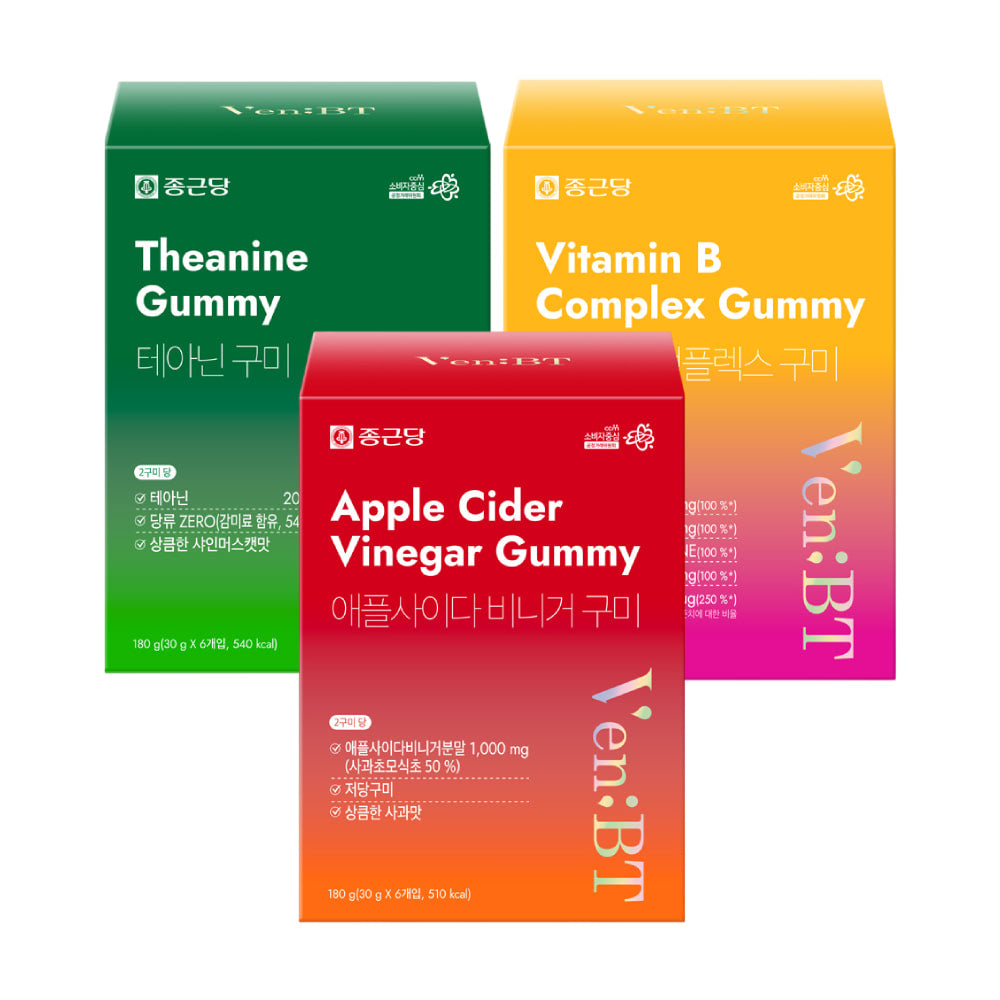 Chongkundang VenBT Daily Care Gummies 3 Pack 60 Gummies (L-Theanine & Vitamin B)