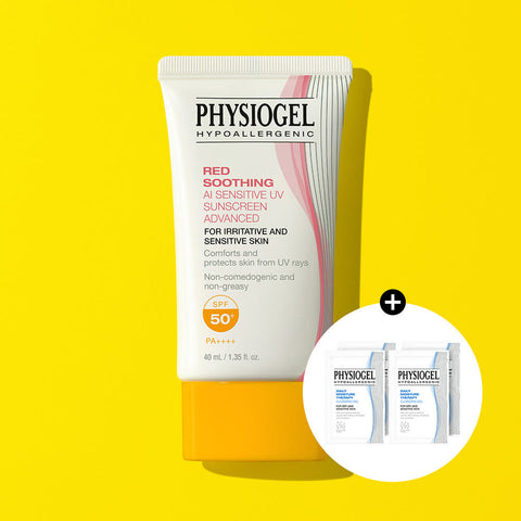 Physiogel Red Soothing AI Sunscreen Advanced 40ml + Free DMT Cleansing Gel 5ml x4