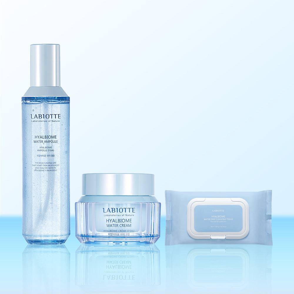 Labiotte Hyalbiome Moisture Skin Care 2-Piece Set (+ Hyalbiome Tissues 100 sheets, 2 Packs)