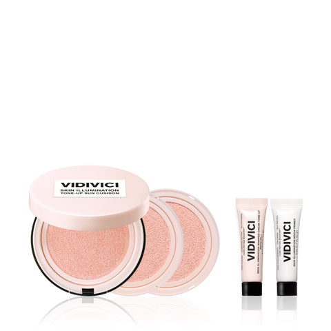 VIDIVICI Skin Illumination Tone-Up Sun Cushion Set (Full Size + 2 Refills)