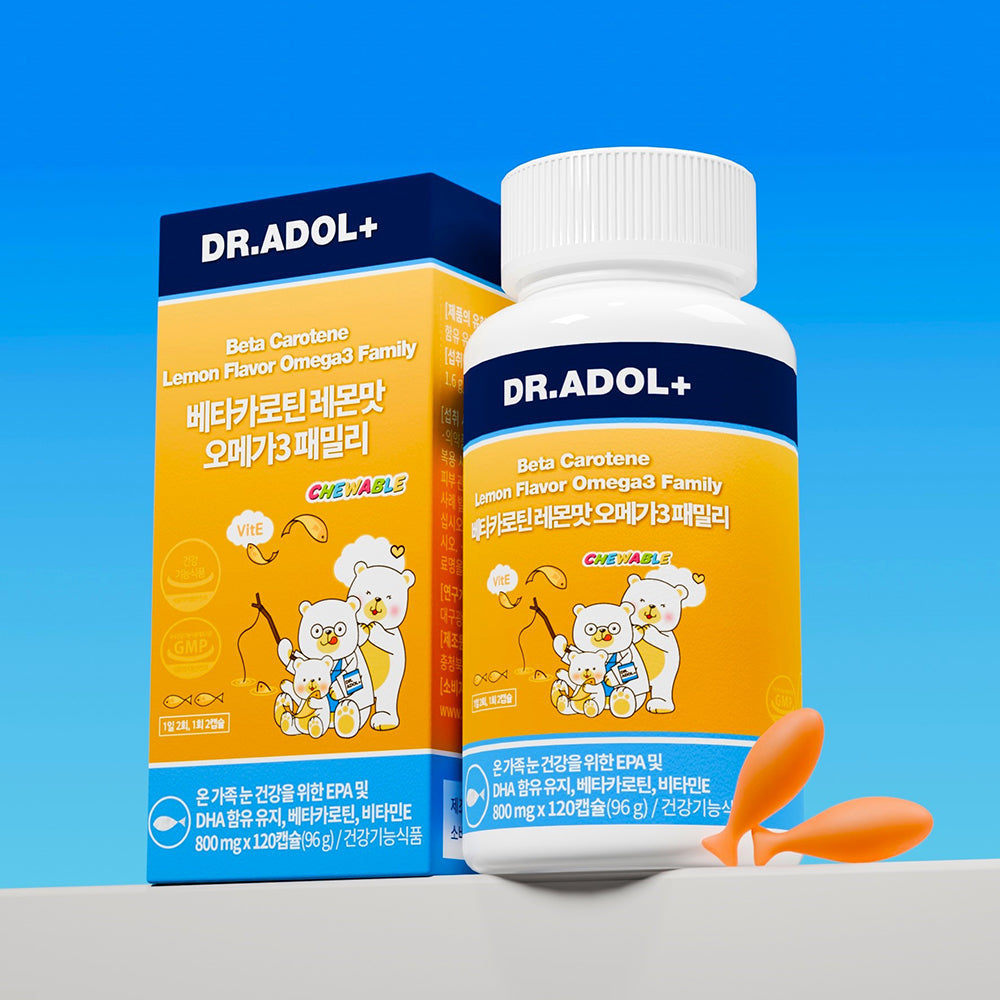 Dr. Adol Beta-Carotene Lemon Flavor Omega-3 Family Chewable with Tocopherol