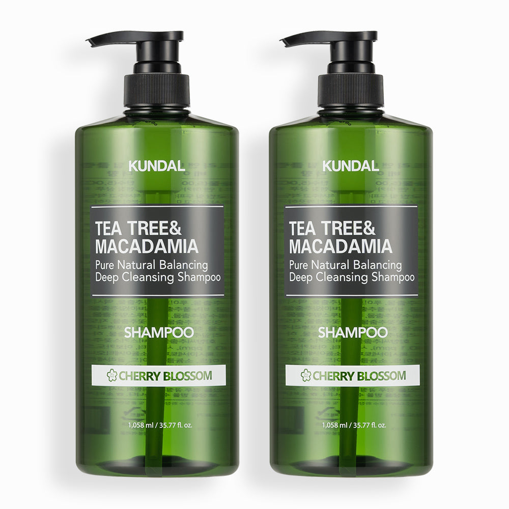 Kundal Tea Tree & Macadamia Deep Cleansing Scalp Shampoo - Cherry Blossom 1058ml (2pc Set)