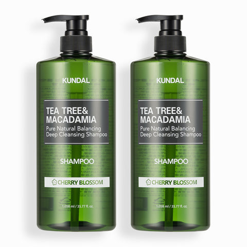 Kundal Tea Tree & Macadamia Deep Cleansing Scalp Shampoo - Cherry Blossom 1058ml (2pc Set)