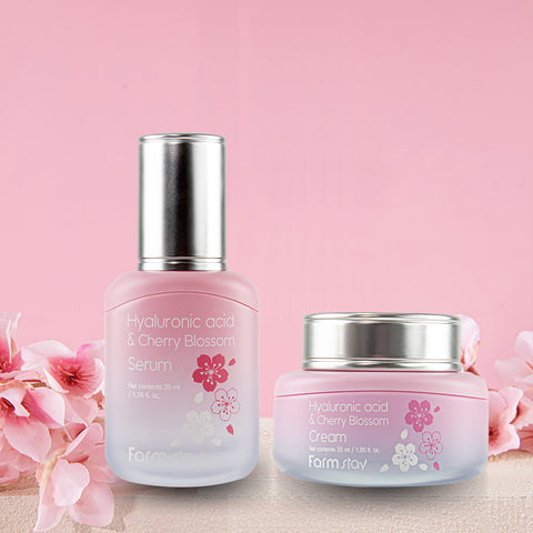 Farmstay Cherry Blossom Hydrating Glow Booster Serum + Cream Set (2-Piece)