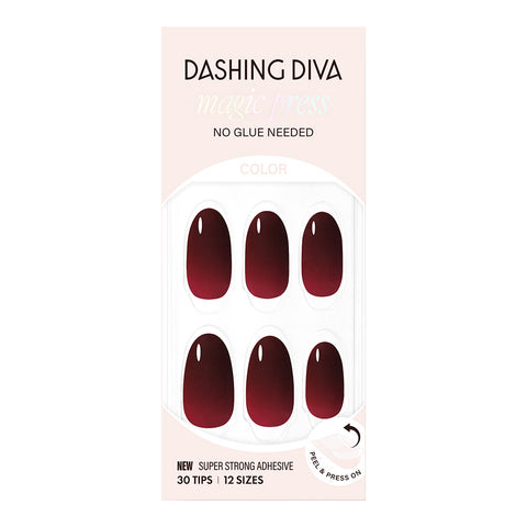 Dashing Diva Magic Press Classic Burgundy (Almond) Nail Tips