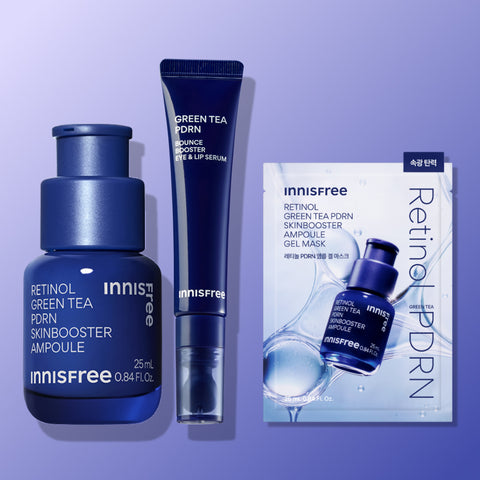 innisfree Radiance Duo Set ? Retinol PDRN Ampoule 25ml + Green Tea PDRN Eye & Lip Serum 15ml