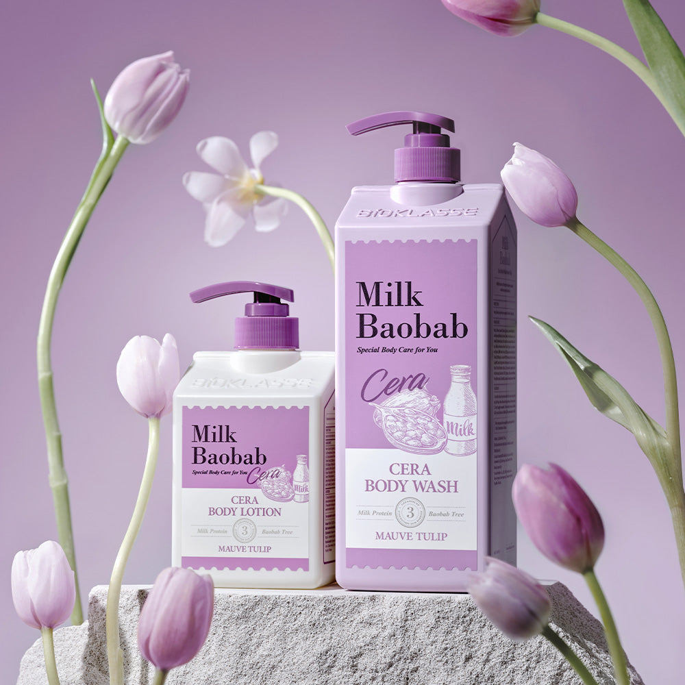Milk Baobab Cera Body Wash 1200ml + Body Lotion 600ml Mauve Tulip 2-Piece Set