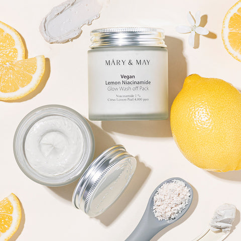 Mary&May Vegan Lemon Niacinamide Glow Wash-Off Pack 125ml (2 Pack)