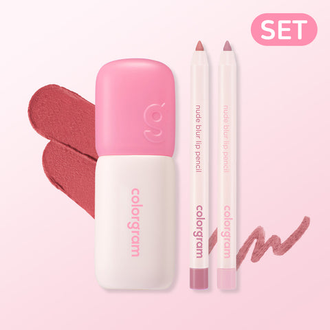 Colorgram Nudie Blur Tint 5g + 2 Lip Pencils 3-Piece Set