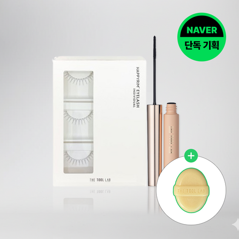 The Tool Lab Film Mascara (4.5g) + Happyrim Cluster Lashes (1 pack 3 pairs) + Mini Cleansing Soap (Gift)