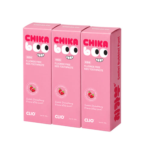 Clio Chikabu Kids Toothpaste & Toothbrush Set (Strawberry) - 3x100g Toothpaste + 9 Infant Ultra-Fine Bristle Toothbrushes
