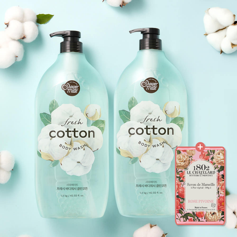 Shower Mate Fresh Body Wash 1.2kg x2 + Peony Aroma Soap 100g Set