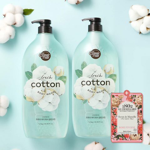 Shower Mate Fresh Body Wash 1.2kg x2 + Peony Aroma Soap 100g Set