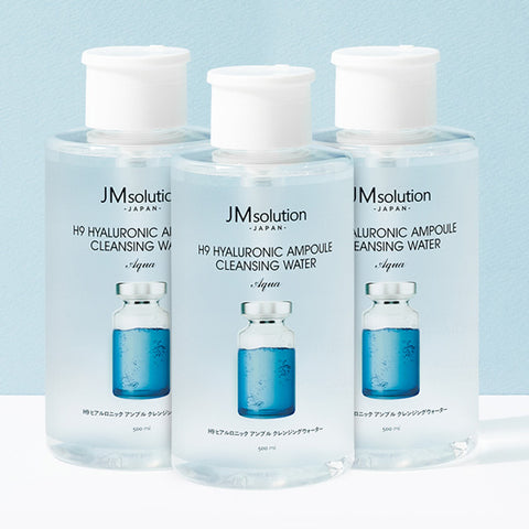 JM Solution Japan H9 Hyaluronic Ampoule Cleansing Water Aqua 500ml (3 Pack)