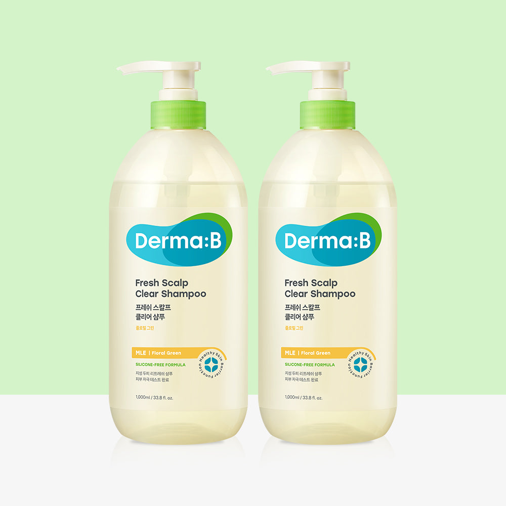 Derma:B Fresh Scalp Clear Shampoo (Floral Green) 1000ml (2 Pack)