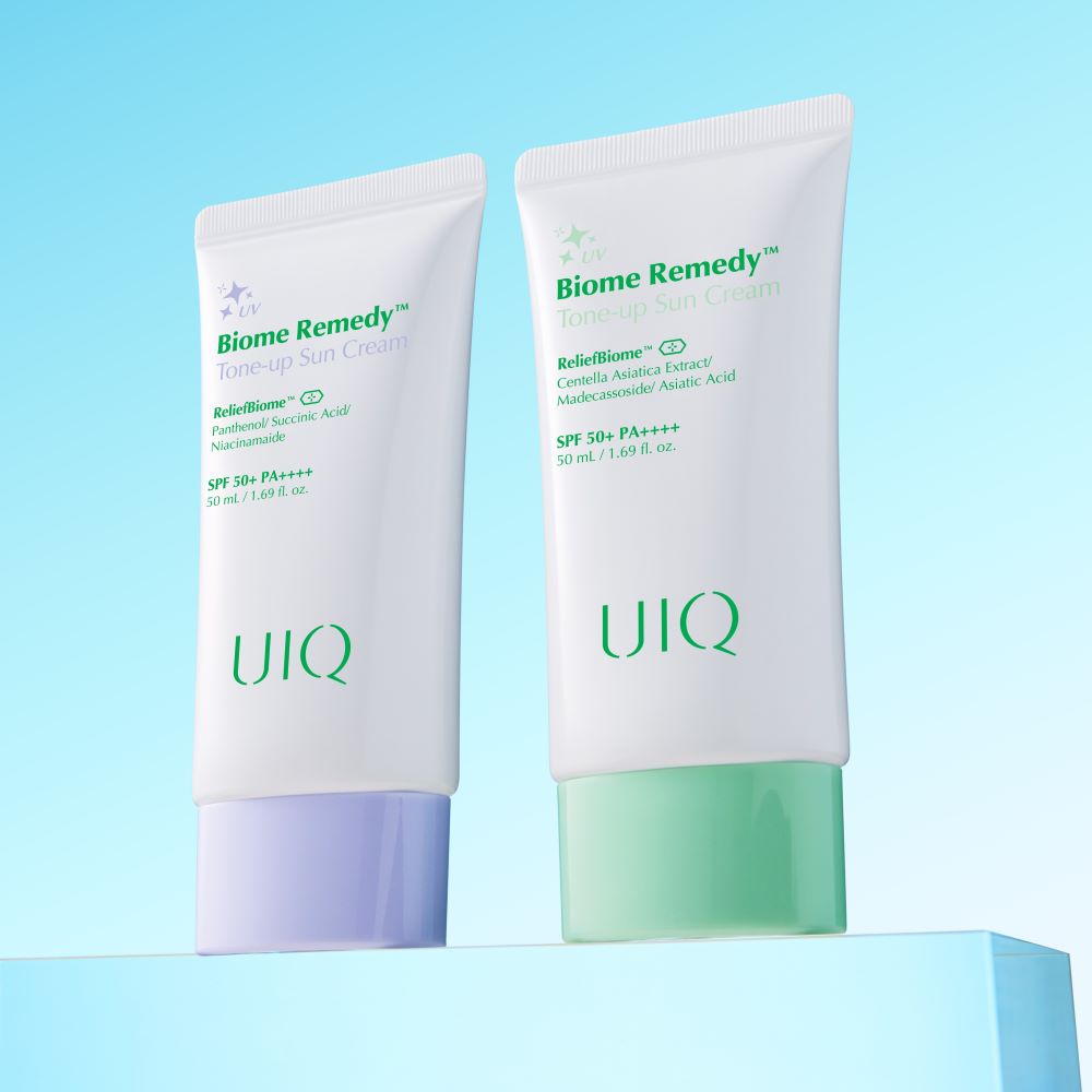 UIQ Biome Remedy Tone-Up Sun Cream 50ml - 4-Piece Set (Purple & Green)