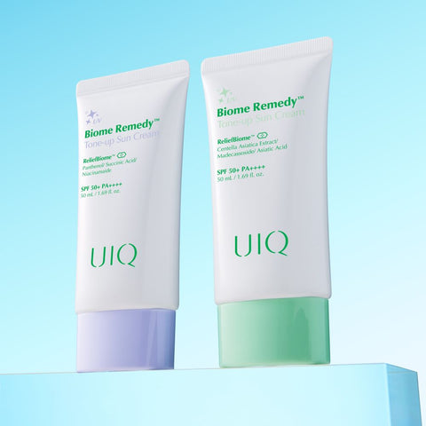UIQ Biome Remedy Tone-Up Sun Cream 50ml - 4-Piece Set (Purple & Green)
