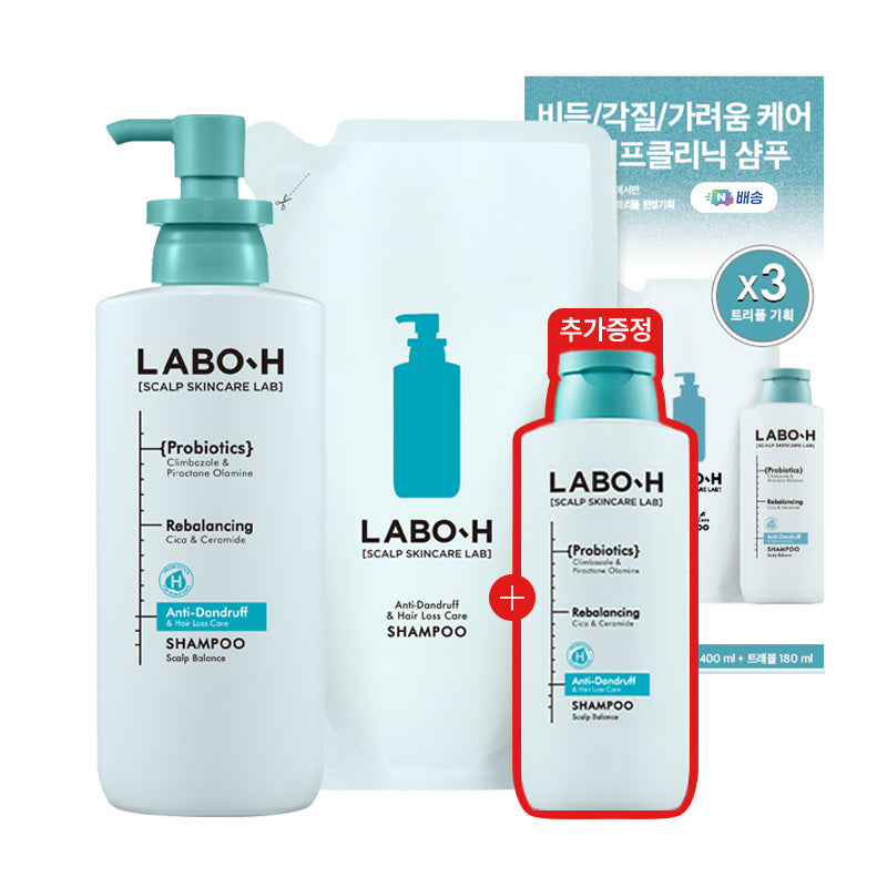 Labo H Dandruff Clinic Shampoo, 400ml + 400ml Refill + 180ml