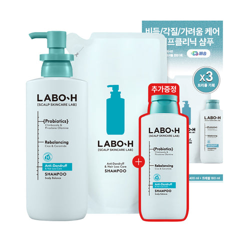 Labo H Dandruff Clinic Shampoo, 400ml + 400ml Refill + 180ml