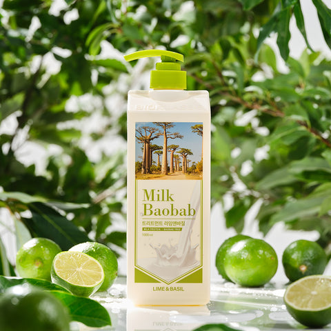 Milk Baobab Original Shampoo + Treatment + Body Wash - Lime & Basil, 1L x 3