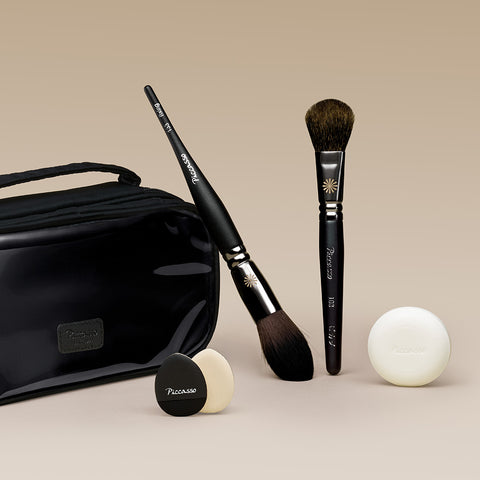 Picasso Powder & Blusher Essential 5-Piece Set (133 + 108 + Double-Layer Pouch + 2 Micro Puffs + Mini Soap)