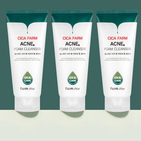 Farmstay Cica Farm Acne Foam Cleanser 180ml (3 Pack)