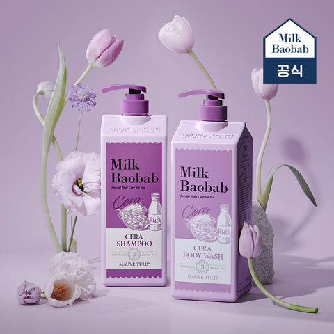 Milk Baobab Cera Shampoo + Treatment + Body Wash (Mauve Tulip), 1.2L x 3