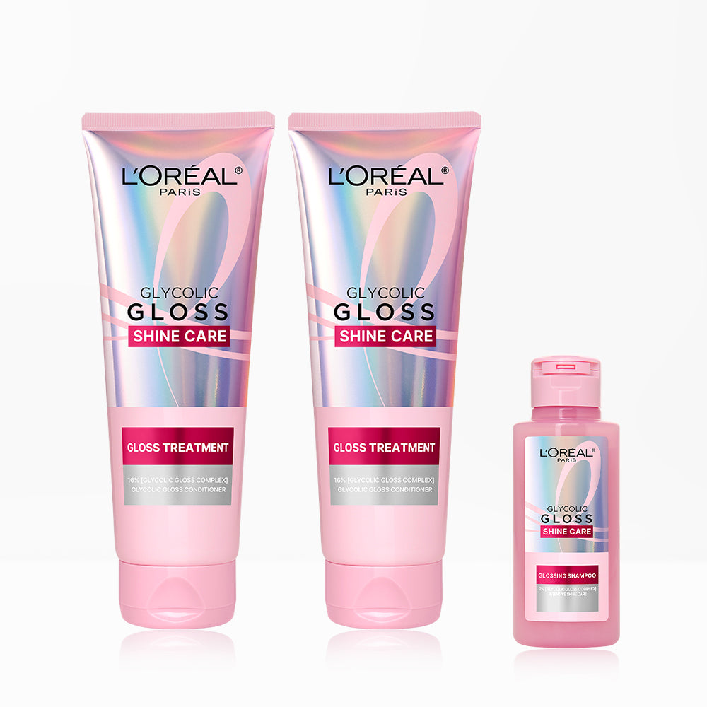 L'Oreal Paris Glycolic Gloss Hair Pack 200ml x2 + Glycolic Gloss Shampoo 80ml
