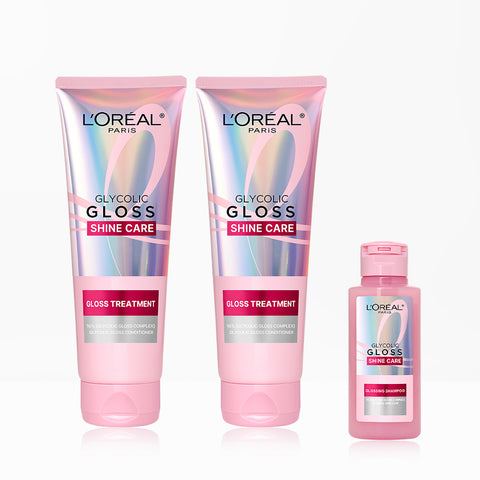 L'Oreal Paris Glycolic Gloss Hair Pack 200ml x2 + Glycolic Gloss Shampoo 80ml