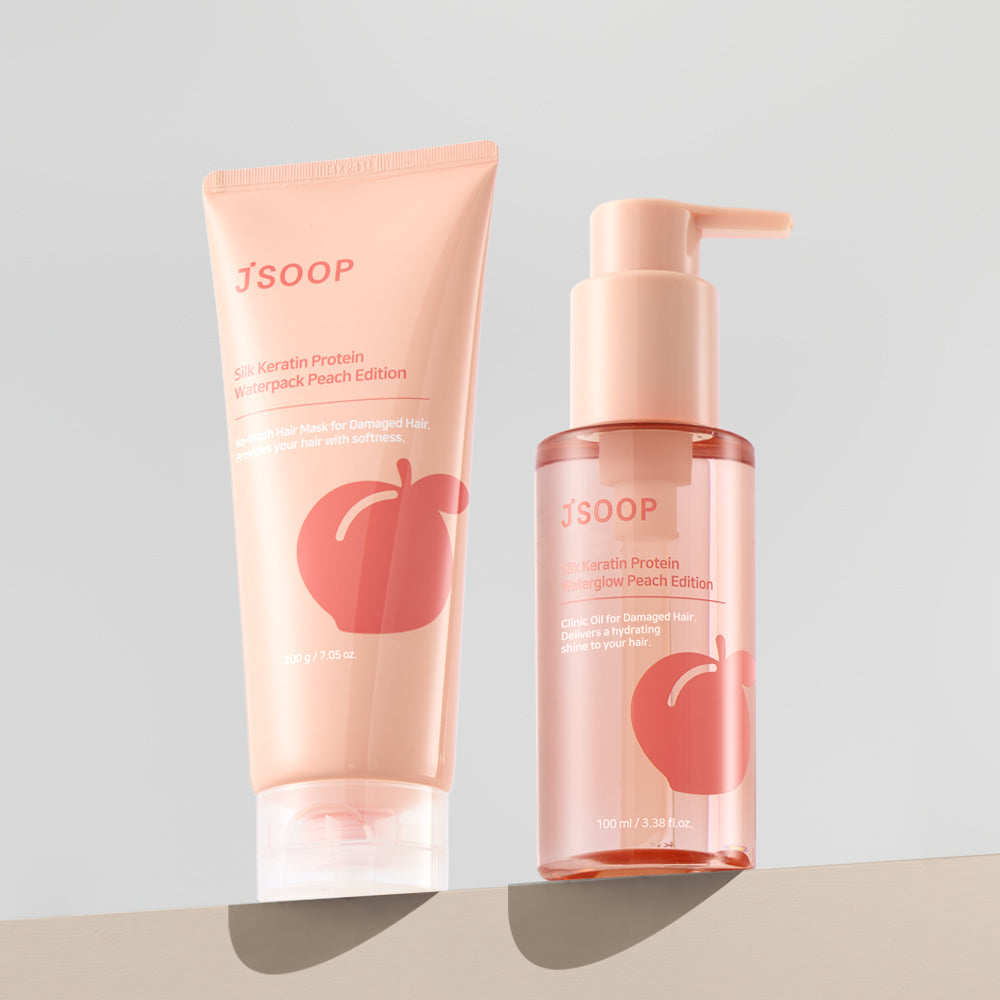 Jsoop Silk Keratin Protein Water Glow Peach Edition 100ml + Water Pack Peach Edition 200g (Set)