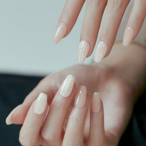 Dashing Diva Magic Press Glass Beige (Coffin) Nail Tips
