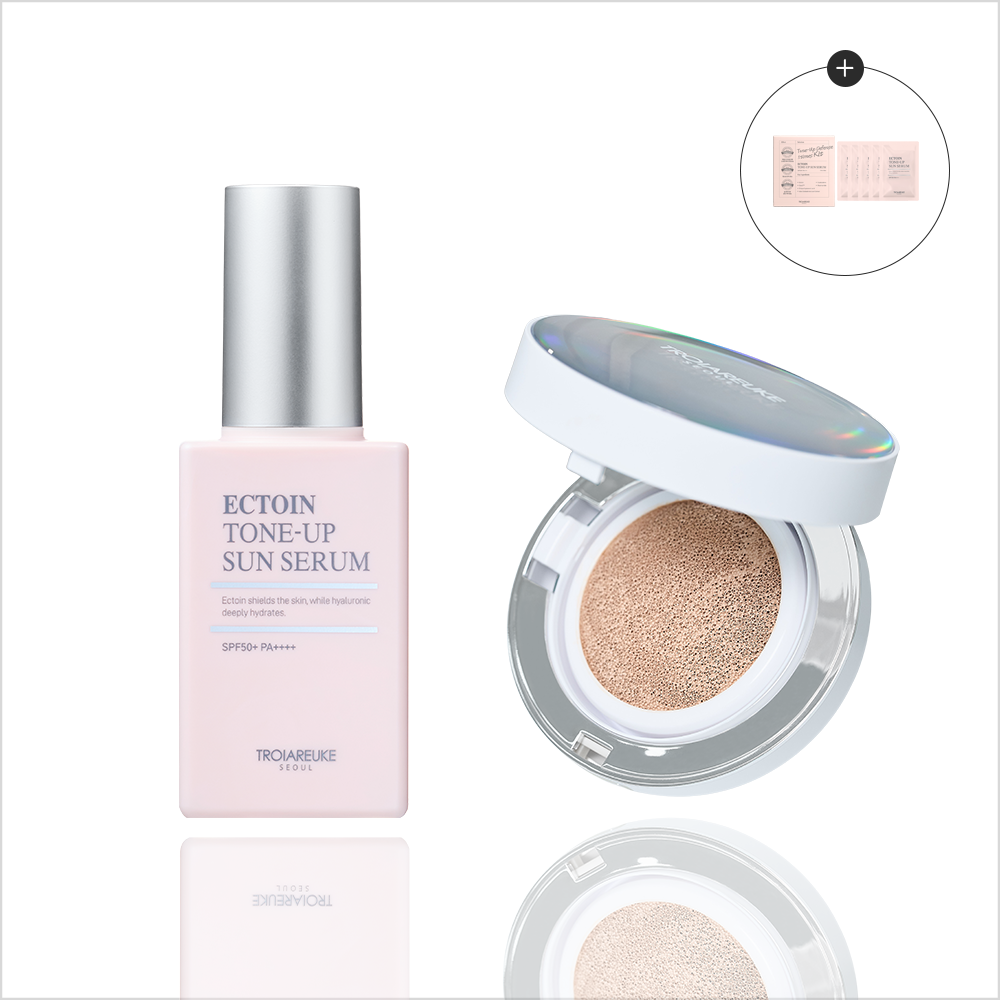 Troiareuke Ectoin Tone-Up Sun Serum 50ml + Bride Cushion (Shade 21 / 22) - Lounge Exclusive