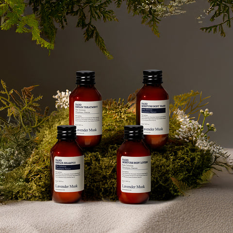 Nard Bouquet Garni Nard Amenity 4-Piece Travel Set 50ml (Shampoo, Treatment, Body Wash, Body Lotion)