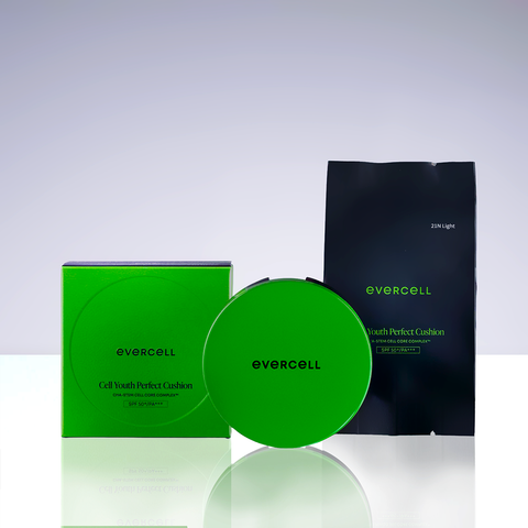Evercell Cell Youth Perfect Spot Cover Cushion Pact Anti-Aging Dewy Radiance Tone-Up Foundation Set (14g + 14g Refill)