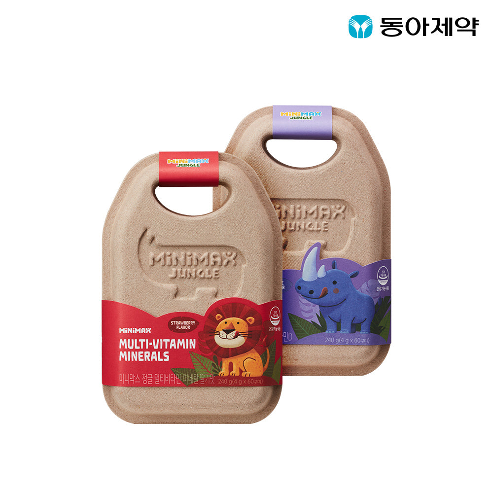 Dong-A Pharm Minimax Kids Growth Set Multivitamin (Strawberry) + Calcium & Vitamin D (Grape)