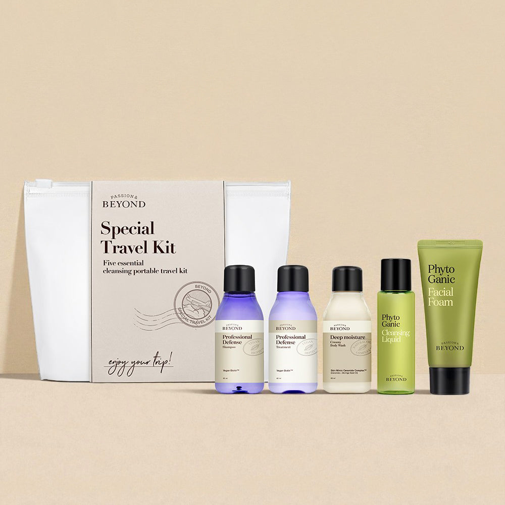 BEYOND Special Travel 5-Piece Kit (Shampoo, Treatment, Body Wash, Liquid, Foam Cleanser)