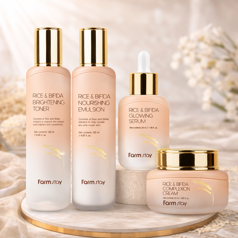 Farmstay Rice & Bifida 4-Piece Set (Toner/Emulsion/Serum/Cream)