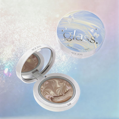 AGE20'S Glass Skin Essence Pact Soft Pearl Glow Edition 12.5g - Full 2 + Refill 2 (Includes Lip Balm, 2 Puffs, Jewel Stickers, Tone-Up Base 6ml)