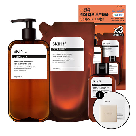 SkinU Perfumed Mild-Acid Body Wash Deep Musk 500g + 400g Refill + 150g
