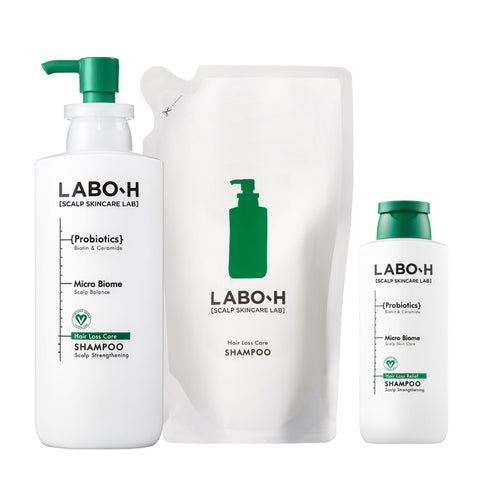 Labo H Anti-Hair Loss Shampoo - Mild Acidic Vegan Large Set 400ml + 400ml Refill + 180ml