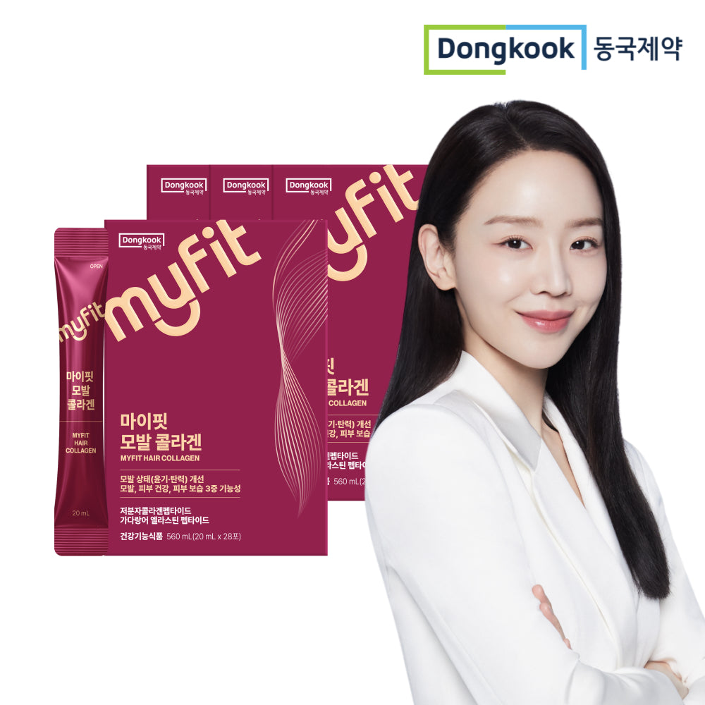 DongKook MyFit Hair Collagen MFDS-certified Low-Molecular Collagen Peptides with Elastin 28 Sachets x 4
