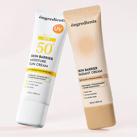 Ongredients Skin Barrier Moisture Sun Cream + Radiant Cream