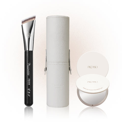 Picasso FB33 Tapping Cover Foundation 1EA + Slim Cylinder Case Warm Beige 1EA 2-Piece Set (with Dual Mirror)