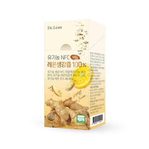 Dr. Lean Song Joong-ki Organic NFC Lemon Ginger Juice 100% Ginger Lemon Shot 1 Box
