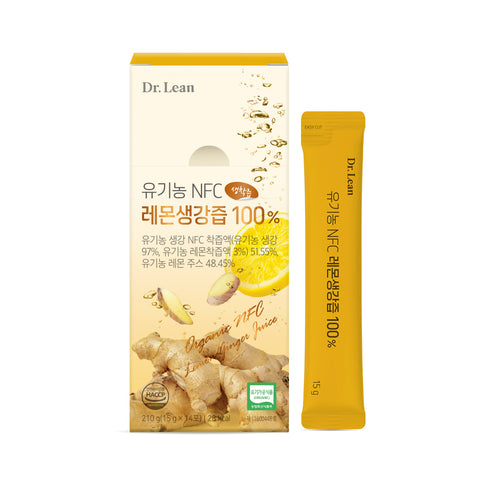 Dr. Lean Song Joong-ki Organic NFC Lemon & Ginger 100% Ginger Lemon Shot 14 Packets x 5 Boxes